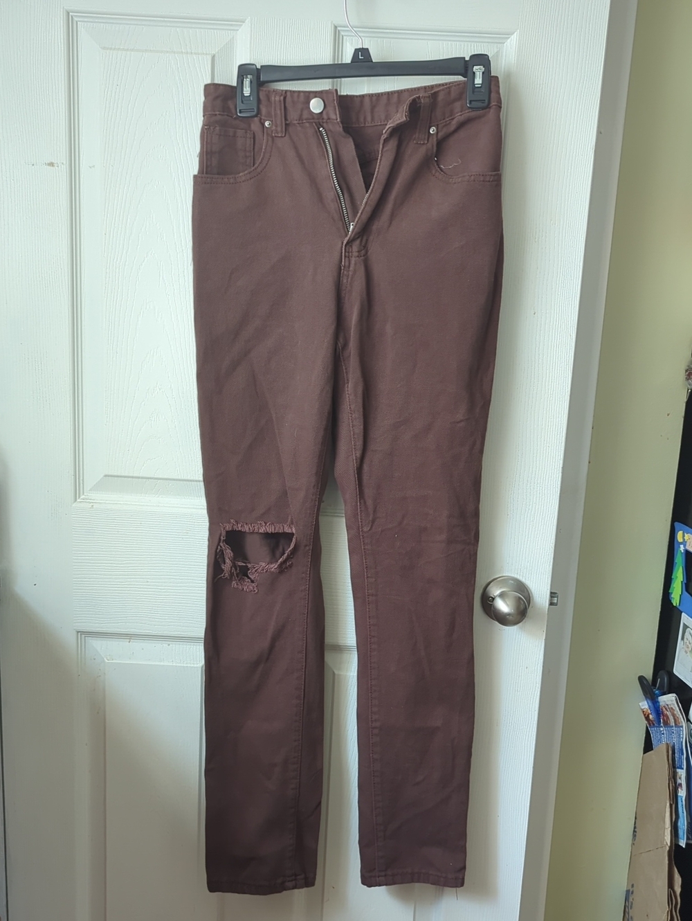SHEIN Men's Skinny Distressed Jeans in Dark Brown